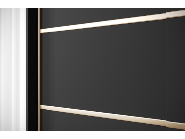 Szafa przesuwna Gold 3 czarna z lustrem 150 cm