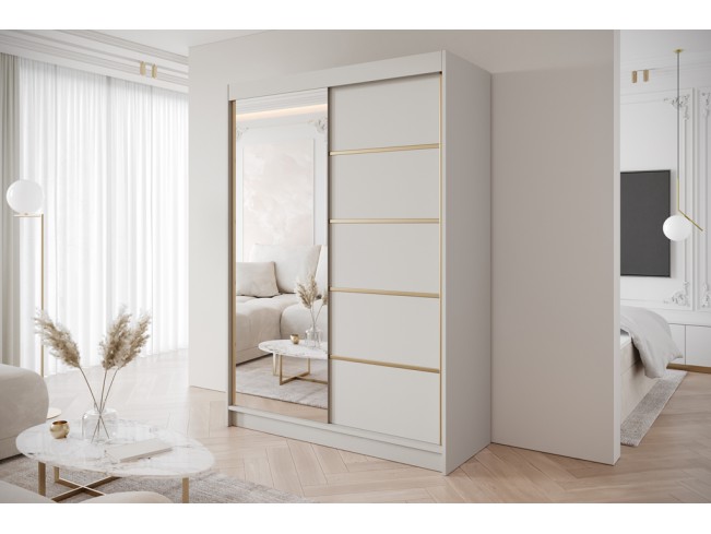 Szafa przesuwna Gold 3 kaszmir z lustrem 150 cm