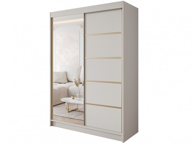Szafa przesuwna Gold 3 150 kaszmir z lustrem - widok ogólny