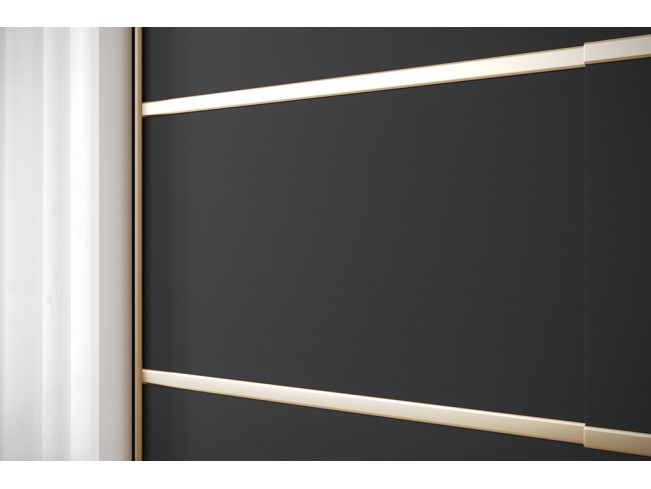 Szafa przesuwna Gold 3 biały/czarny z lustrem 150 cm