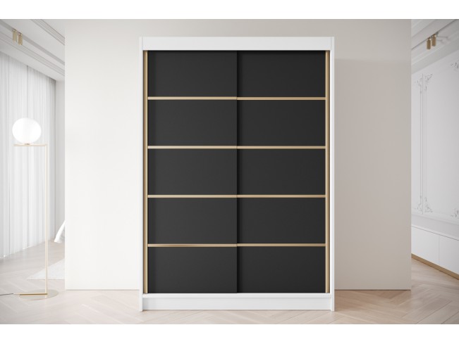 Szafa przesuwna Gold 4 biały/czarny 150 cm