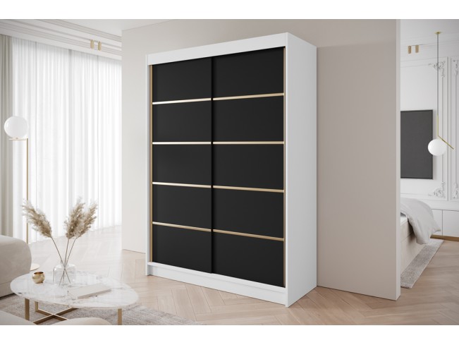 Szafa przesuwna Gold 4 biały/czarny 150 cm