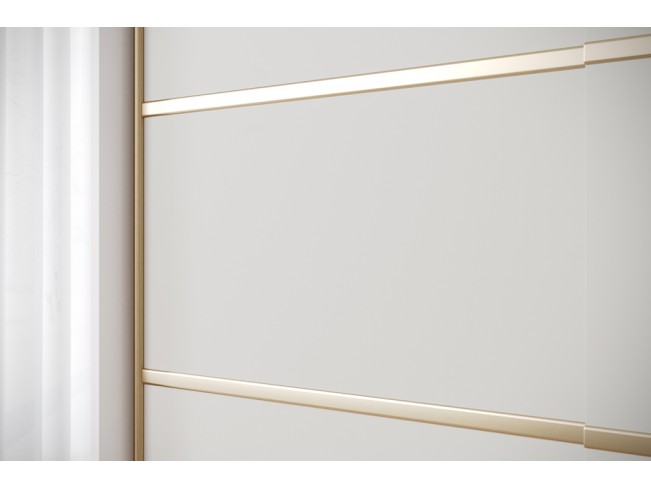Szafa przesuwna Gold 3 biały/kaszmir z lustrem 150 cm