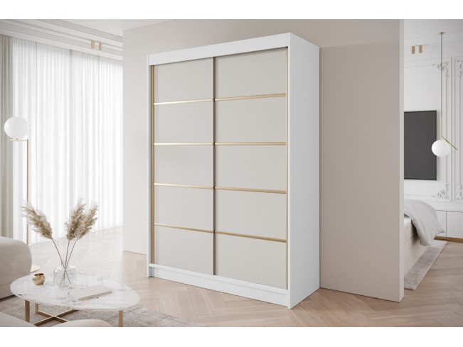 Szafa przesuwna Gold 4 biały/kaszmir 150 cm