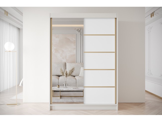 Szafa przesuwna Gold 3 kaszmir/biały z lustrem 150 cm