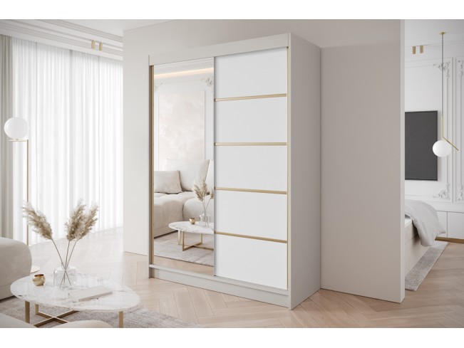 Szafa przesuwna Gold 3 kaszmir/biały z lustrem 150 cm