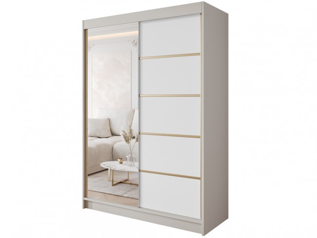 Szafa przesuwna Gold 3 150 kaszmir/biały - widok ogólny