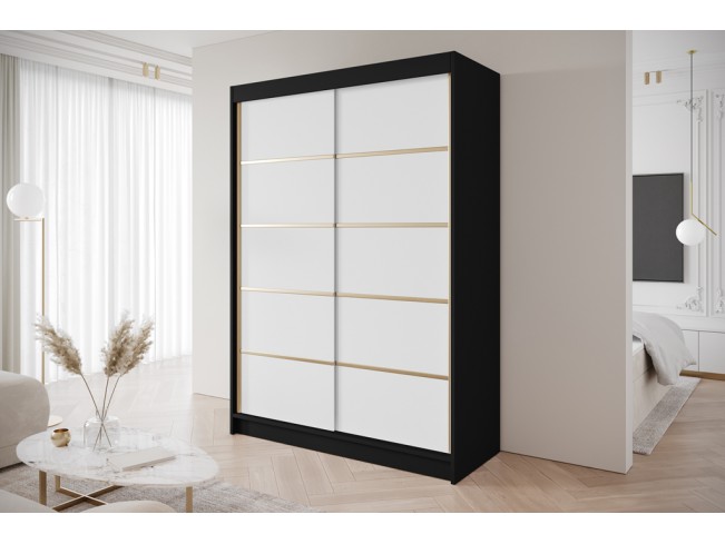 Szafa przesuwna Gold 4 czarny/biały 150 cm