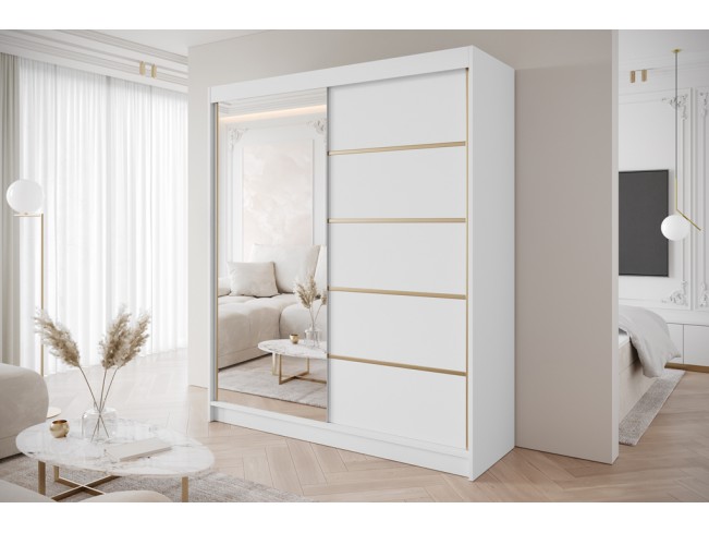 Szafa przesuwna Gold 3 biała z lustrem 180 cm