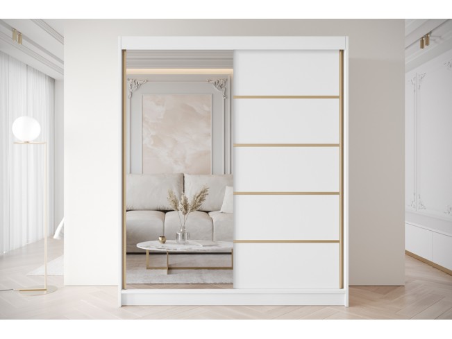 Szafa przesuwna Gold 3 biała z lustrem 180 cm