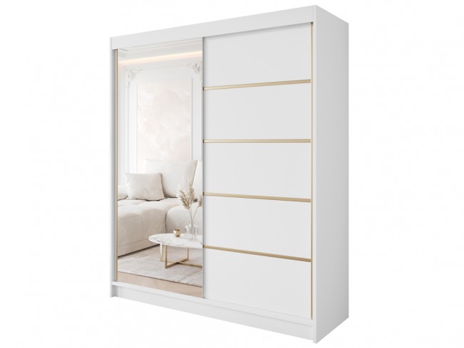 Szafa Gold 3 180 biała z lustrem - widok ogólny
