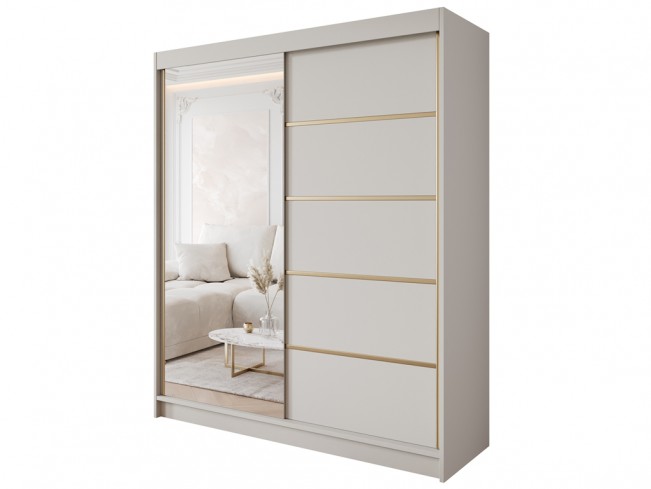 Szafa przesuwna Gold 3 180 kaszmir z lustrem - widok ogólny