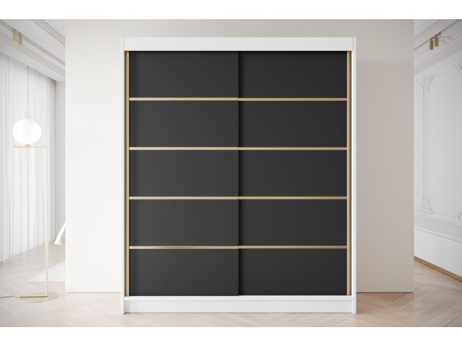 Szafa przesuwna Gold 4 biały/czarny 180 cm