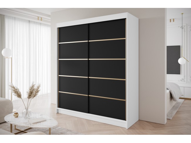 Szafa przesuwna Gold 4 biały/czarny 180 cm