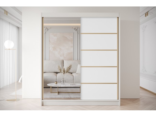 Szafa przesuwna Gold 3 kaszmir/biały z lustrem 180 cm