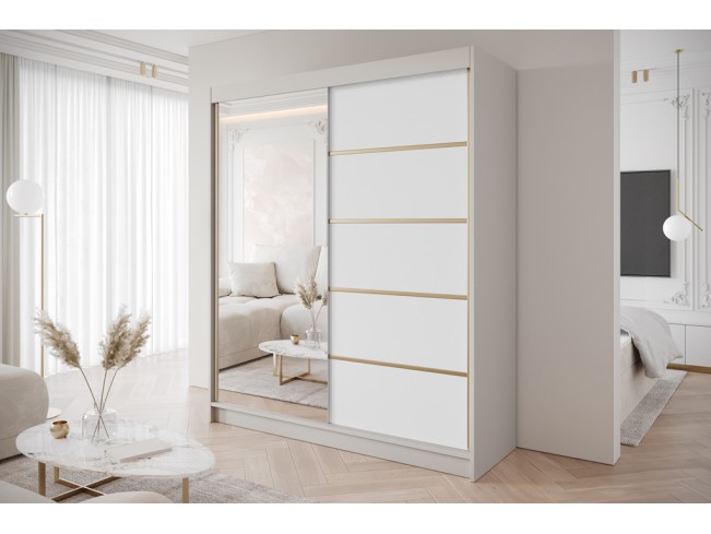 Szafa przesuwna Gold 3 kaszmir/biały z lustrem 180 cm