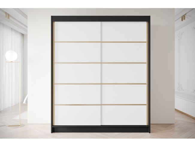 Szafa przesuwna Gold 4 czarny/biały 180 cm