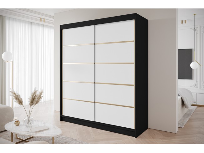 Szafa przesuwna Gold 4 czarny/biały 180 cm