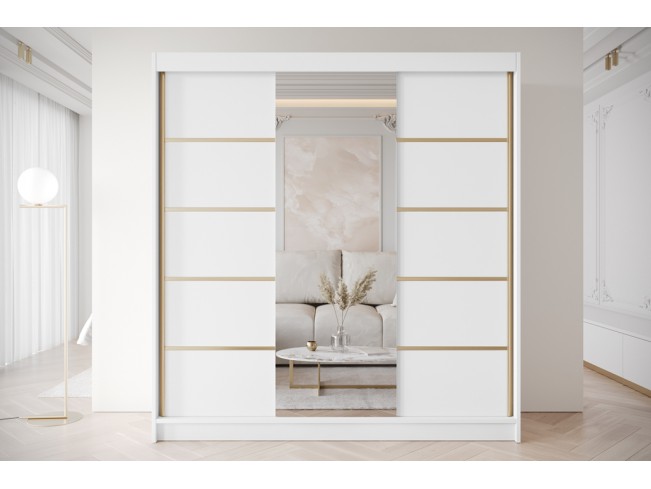 Szafa przesuwna Gold 6 biała z lustrem 200 cm