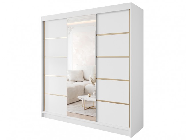 Szafa Gold 6 200 biała z lustrem -widok ogólny