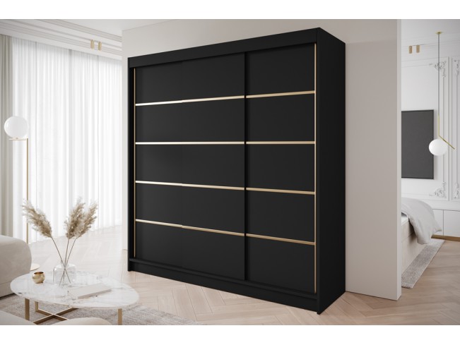 Szafa przesuwna Gold 7 czarna 200 cm