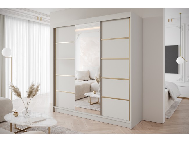 Szafa przesuwna Gold 6 kaszmir z lustrem 200 cm