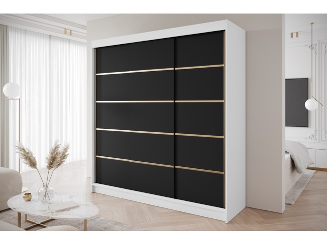Szafa przesuwna Gold 7 200 biały/czarny