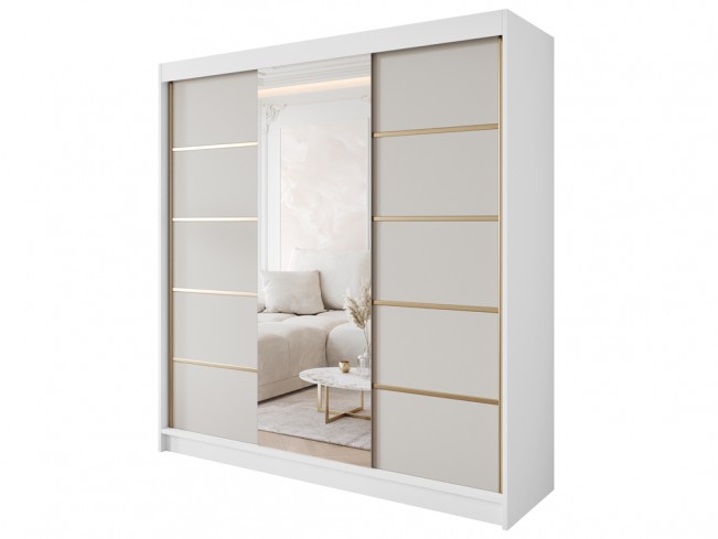 Szafa Gold 6 200 biały/kaszmir z lustrem - widok ogólny