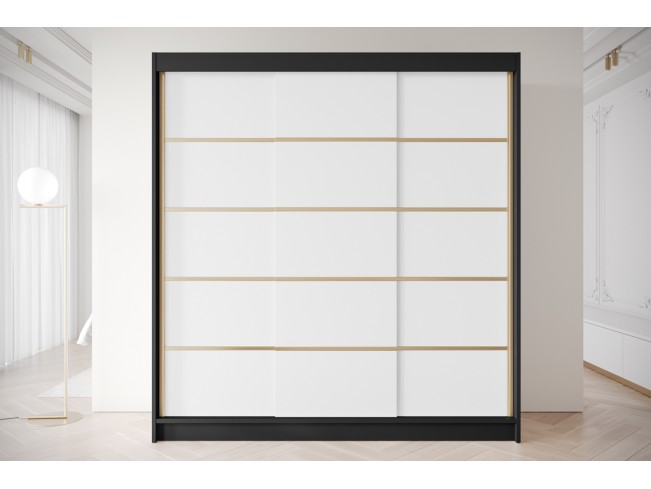 Szafa przesuwna Gold 7 czarny/biały 200 cm