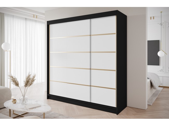 Szafa przesuwna Gold 7 czarny/biały 200 cm