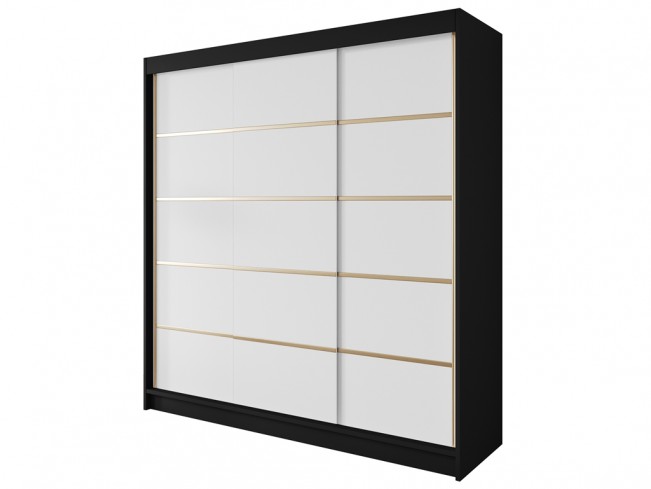Szafa przesuwna Gold 7 200 czarny/biały - widok ogólny
