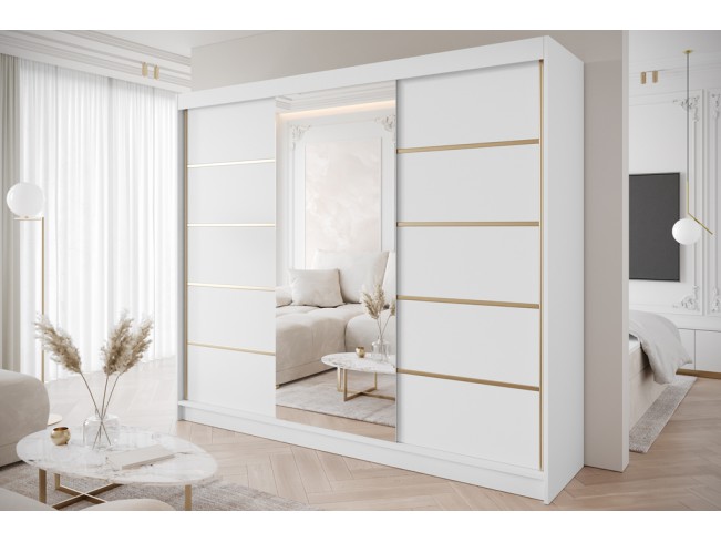Szafa przesuwna Gold 6 biała z lustrem 250 cm