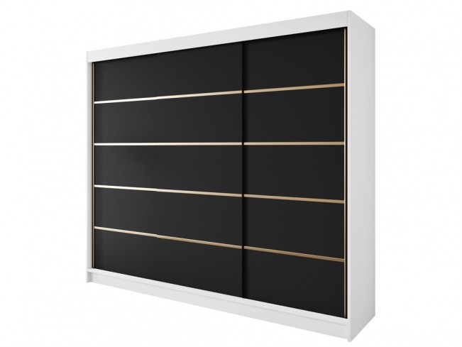 Szafa przesuwna Gold 7 biały/czarny 250 cm - widok ogólny