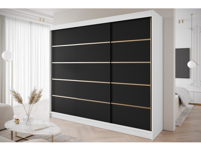 Szafa przesuwna Gold 7 biały/czarny 250 cm