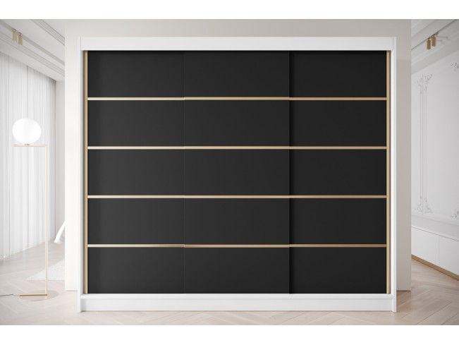 Szafa przesuwna Gold 7 biały/czarny 250 cm