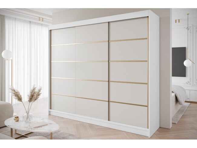 Szafa przesuwna Gold 7 biały/kaszmir 250 cm