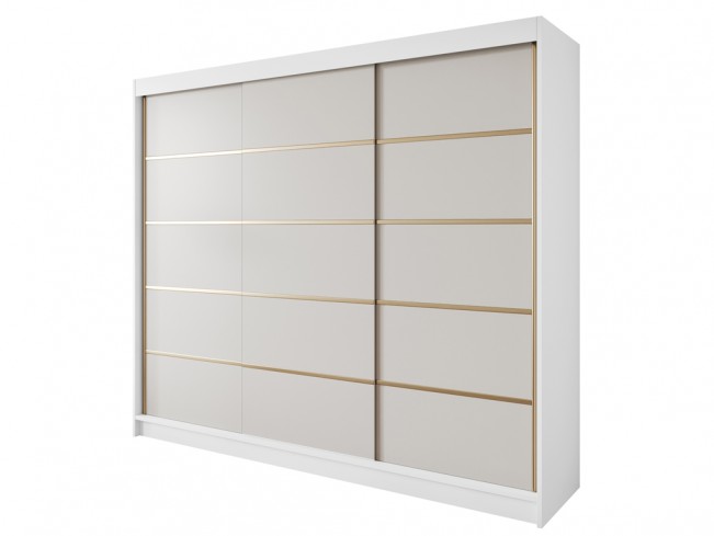 Szafa przesuwna Gold 7 biały/kaszmir 250 cm - widok ogólny