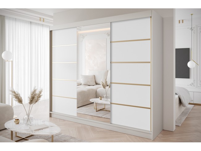 Szafa przesuwna Gold 6 kaszmir/biały z lustrem 250 cm