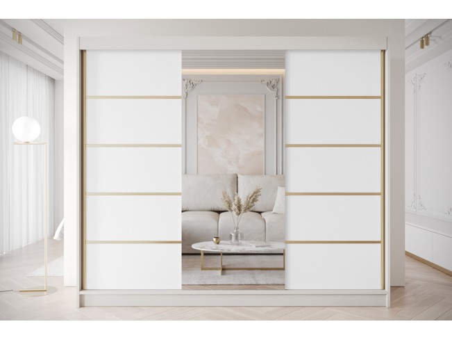 Szafa przesuwna Gold 6 kaszmir/biały z lustrem 250 cm