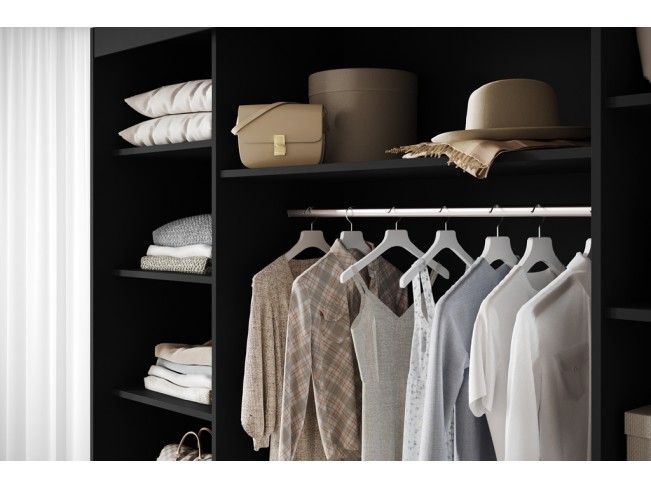 Szafa przesuwna Gold 6 czarny/biały z lustrem 250 cm