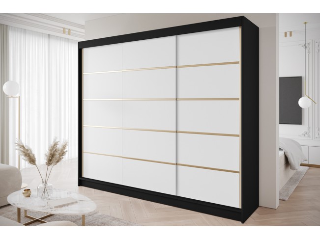 Szafa przesuwna Gold 7 czarny/biały 250 cm