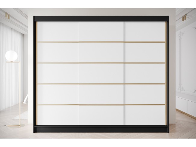 Szafa przesuwna Gold 7 czarny/biały 250 cm