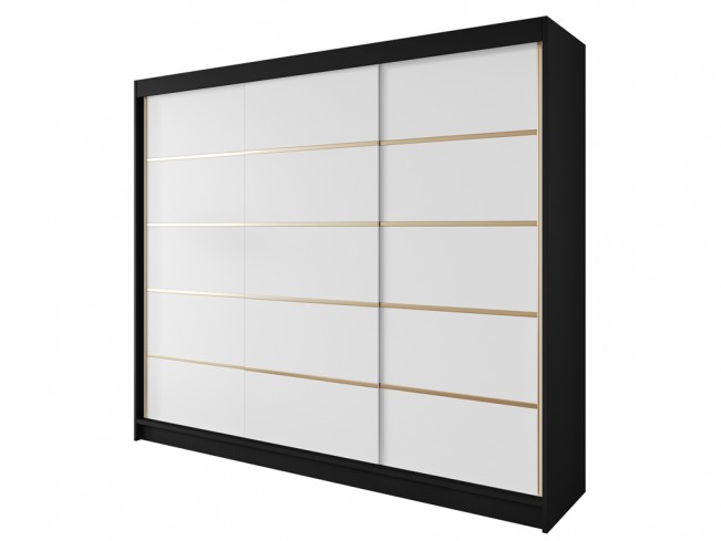 Szafa przesuwna Gold 7 250 czarny/biały - widok z przodu