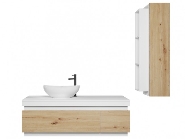 Łazienka Seli 1 biały mat / dąb lefkas - widok ogólny