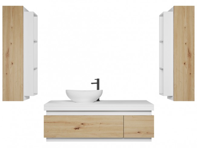 Łazienka Seli 2 biały mat / dąb lefkas - widok ogólny