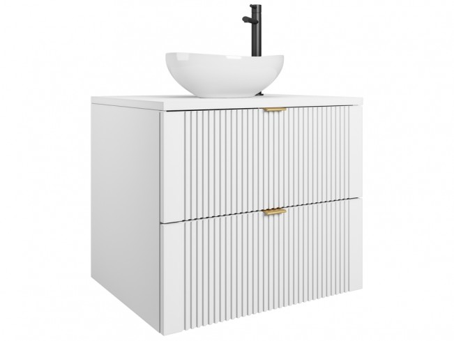 Szafka łazienkowa Daki 60 biała perła ze złotymi uchwytami - widok ogólny