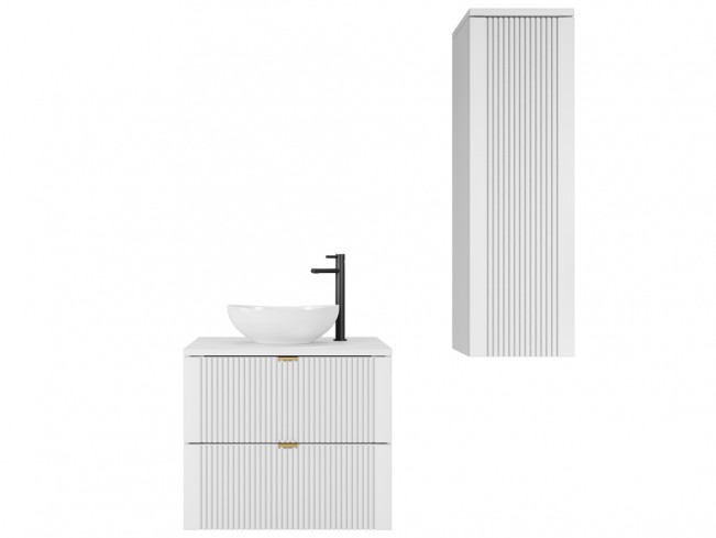 Łazienka Daki 60 1 biała perła ze złotymi uchwytami - widok ogólny