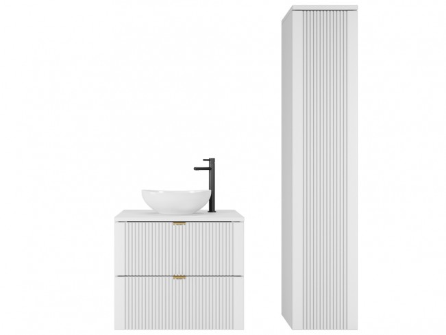 Zestaw łazienkowy Daki 60 2 biała perła/złote uchwyty - widok ogólny