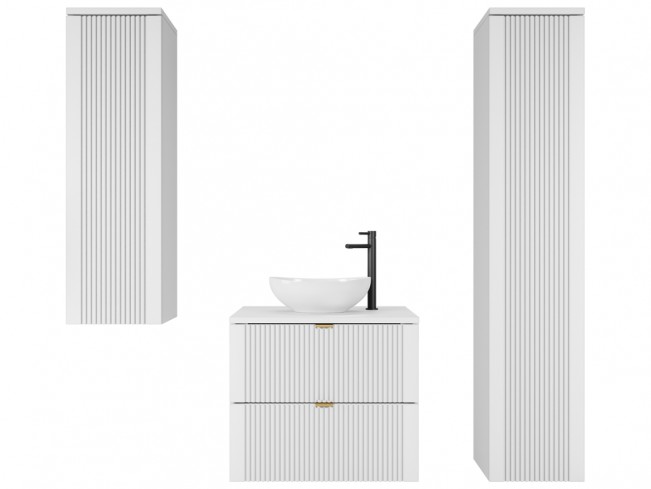 Łazienka Daki 60 3 biała perła ze złotymi uchwytami - widok ogólny