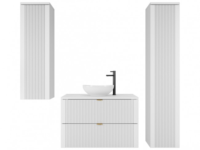 Łazienka Daki 80 3 biała perła ze złotymi uchwytami - widok ogólny